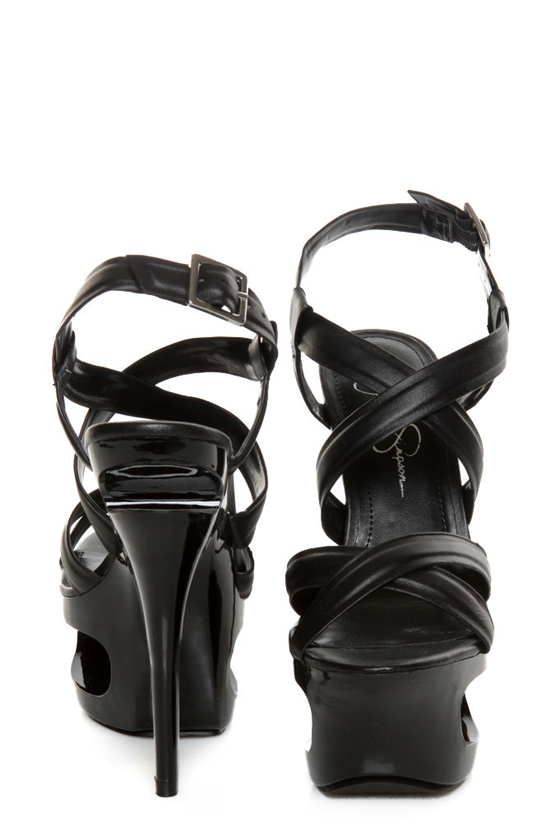 Jessica Simpson Andy Black Strappy Cutout Platform Pumps