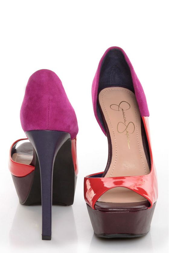 Jessica Simpson Bede 2 Spiced Coral/Bermuda Color Block Pumps