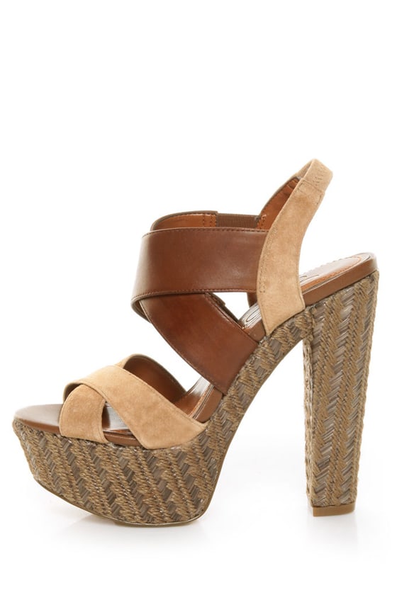 Jessica Simpson Charli Mahogany & Camel Platform Heels - $99.00 - Lulus