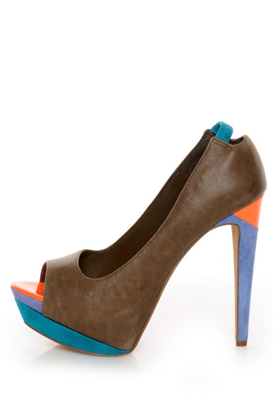 Jessica Simpson Scarletta Coffee Summer Haze Color Block Pumps