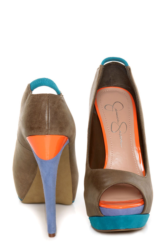 Jessica Simpson Scarletta Coffee Summer Haze Color Block Pumps