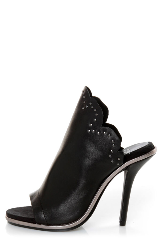 Kelsi Dagger Candor Black Leather Studded Slide Heels