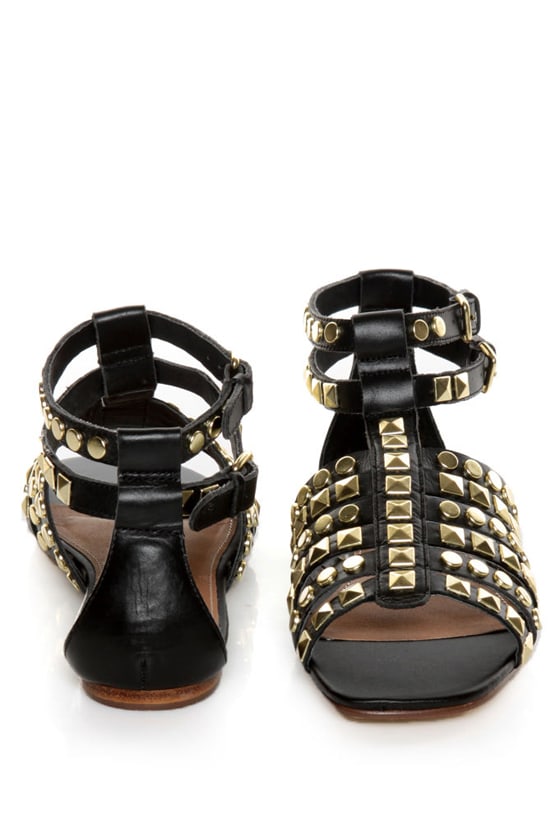 Kelsi Dagger Roxy Black Studded Gladiator Sandals