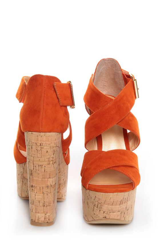 Luichiny Van Buren Orange Cork Super Platform Heels