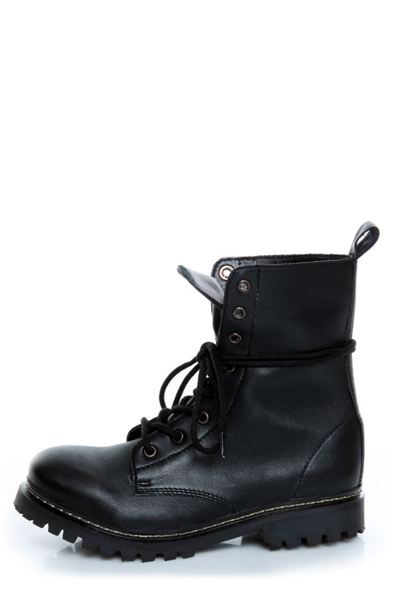 Mia Napp Black Lace-Up Combat Boots