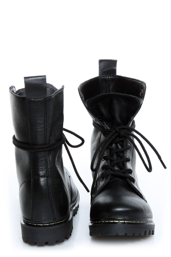 Mia Napp Black Lace-Up Combat Boots