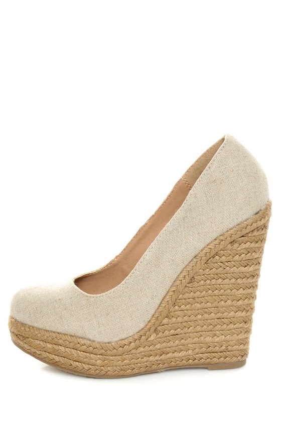 My Delicious Glow Natural Linen Espadrille Wedges