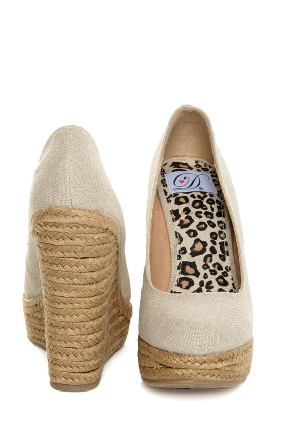 My Delicious Glow Natural Linen Espadrille Wedges - $29.00