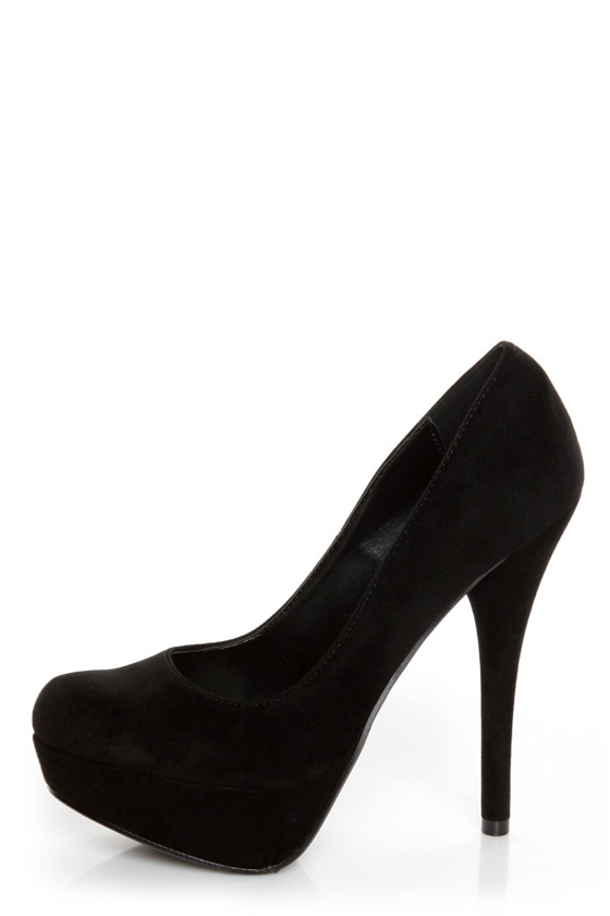 My Delicious Jones Black Suede Platform Pumps