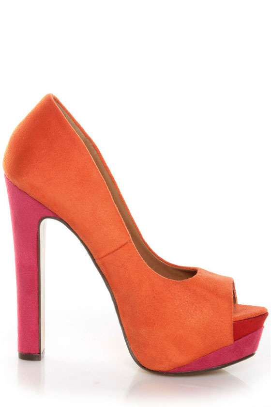multi coloured platform heels