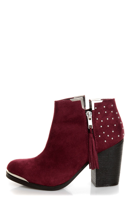 MTNG Fullu Aquila Burgundy Studded Ankle Boots