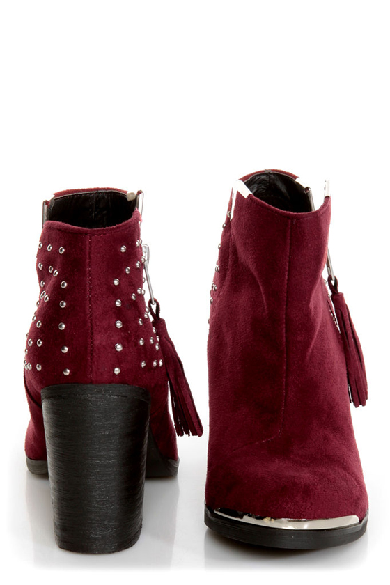 MTNG Fullu Aquila Burgundy Studded Ankle Boots