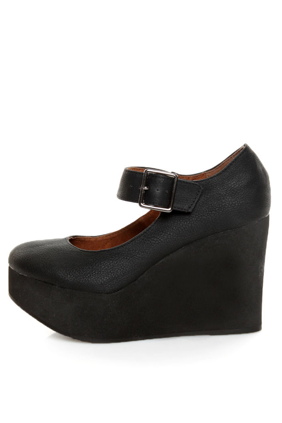 MTNG Alley Paris Black Mary Jane Platform Wedges