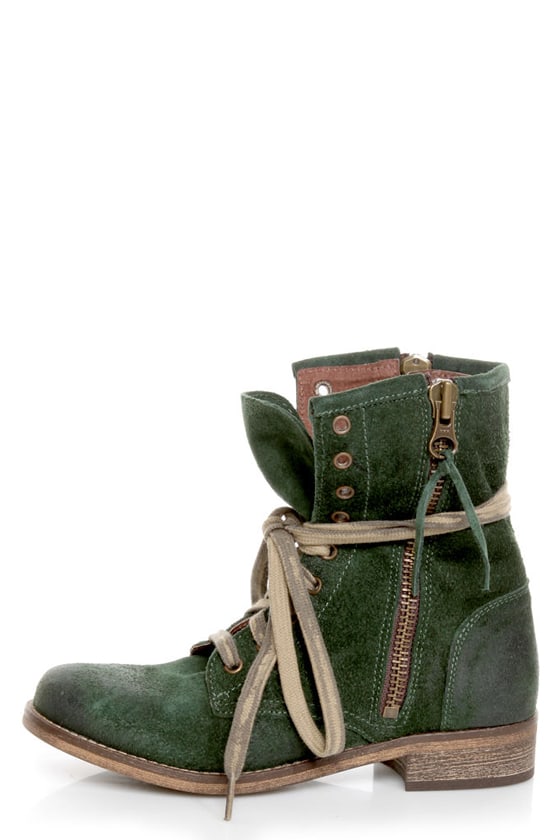 MTNG Hydra 54952 Wax Green Suede Lace-Up Ankle Boots