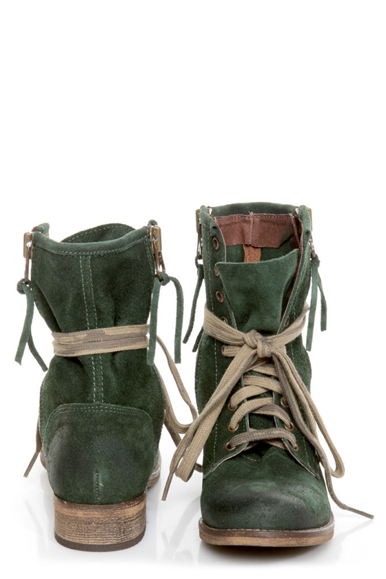 MTNG Hydra 54952 Wax Green Suede Lace-Up Ankle Boots