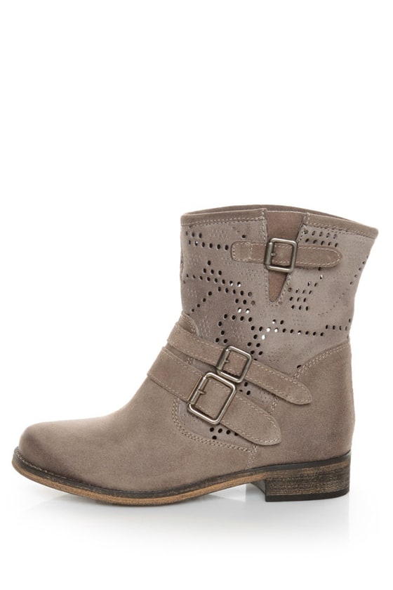 MTNG Hydra Wax Grey Suede Perforated Ankle Boots
