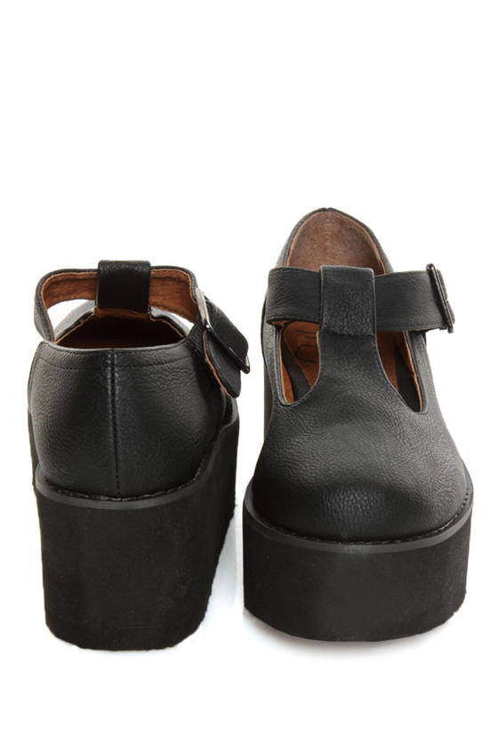 MTNG Petra Paris Black T-Strap Mary Jane Platforms