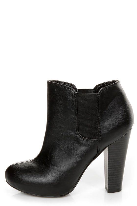 ladies black heeled ankle boots