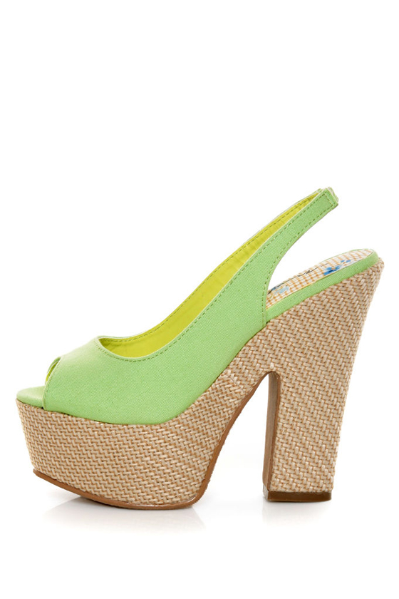 Machi Anita Mint Green Slingback Platform Heels