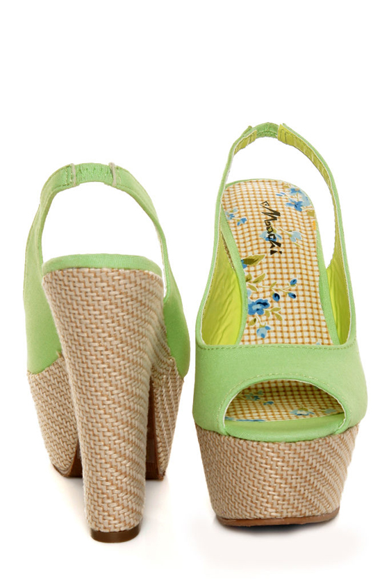 Machi Anita Mint Green Slingback Platform Heels