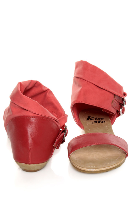 Miss Me Leon 12 Coral and Red Ankle Cuff Sandals