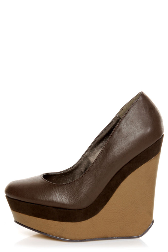 Michael Antonio Agnes Dark Brown Double Platform Wedges