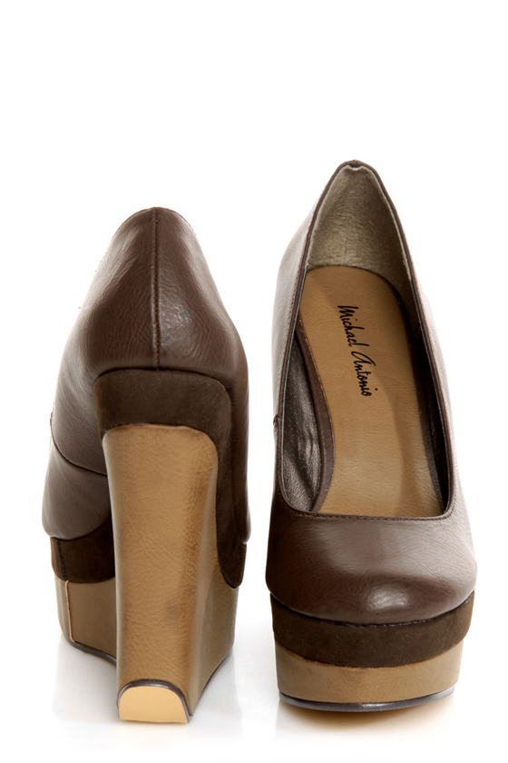 Michael Antonio Agnes Dark Brown Double Platform Wedges