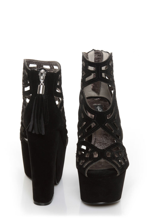 Michael Antonio Studio Gallista Black Velvet Cutout Platforms