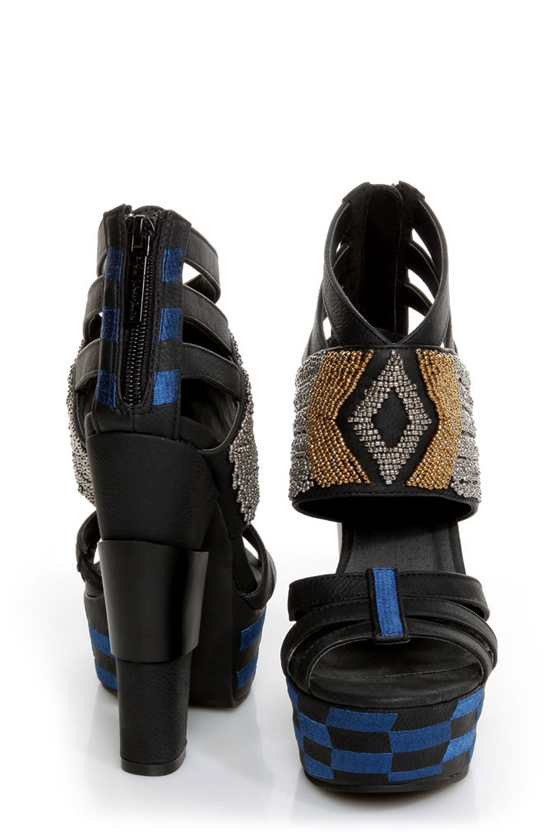 Michael Antonio Studio Taraji Black Beaded Platform Heels