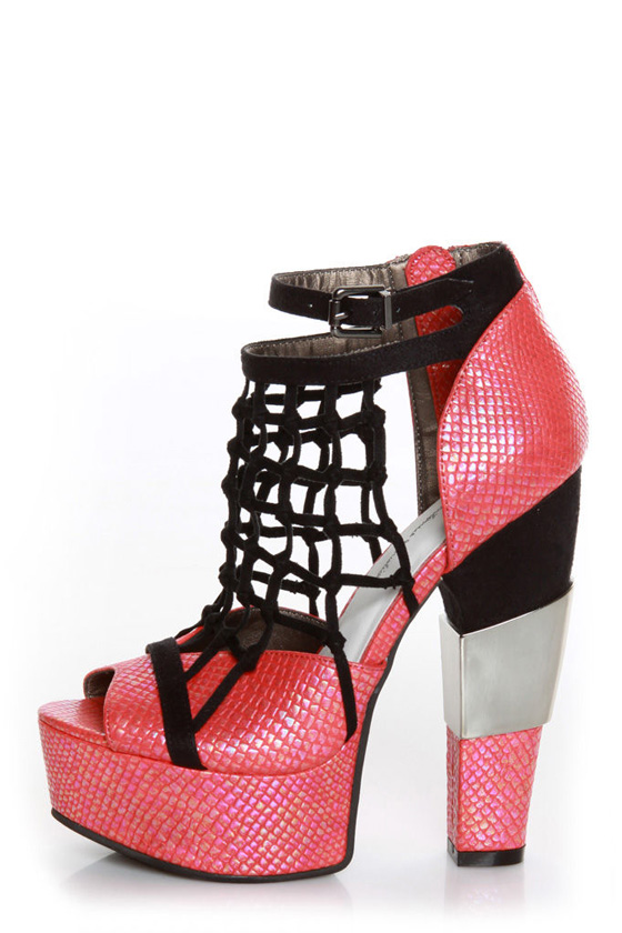 Michael Antonio Studio Townsend-Rep Red Metallic Cage Heels