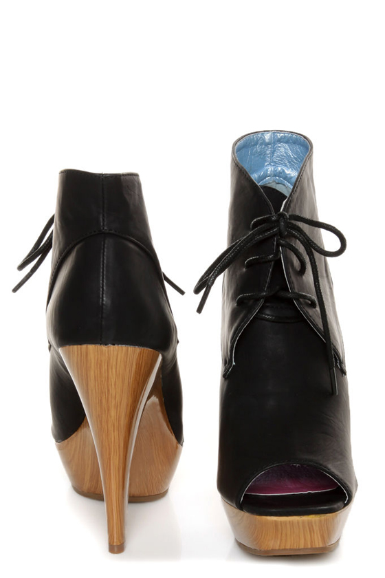 Maker's Flavia 30 Black Lace-Up Peep Toe Booties
