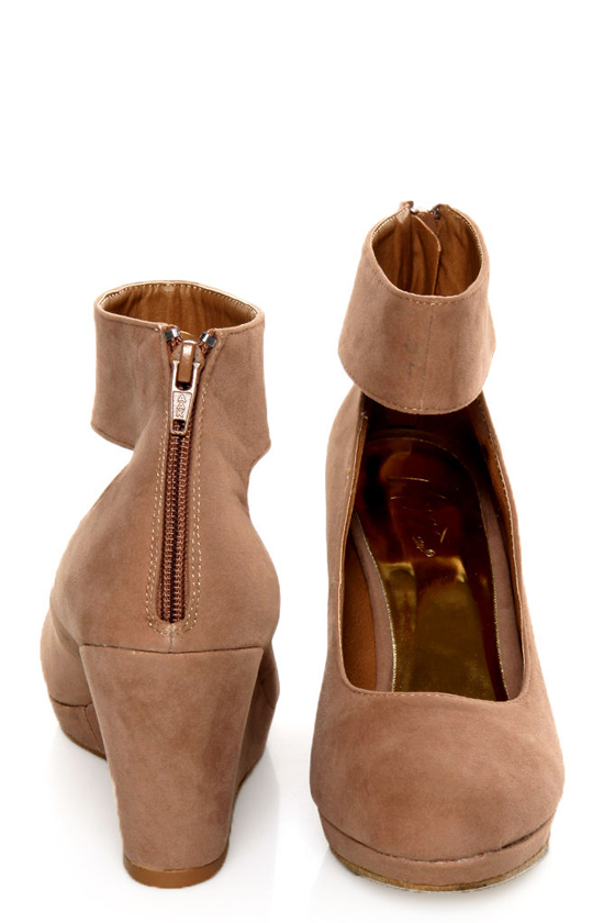 Mixx Agnes Sand Suede Anklewrap Wedges