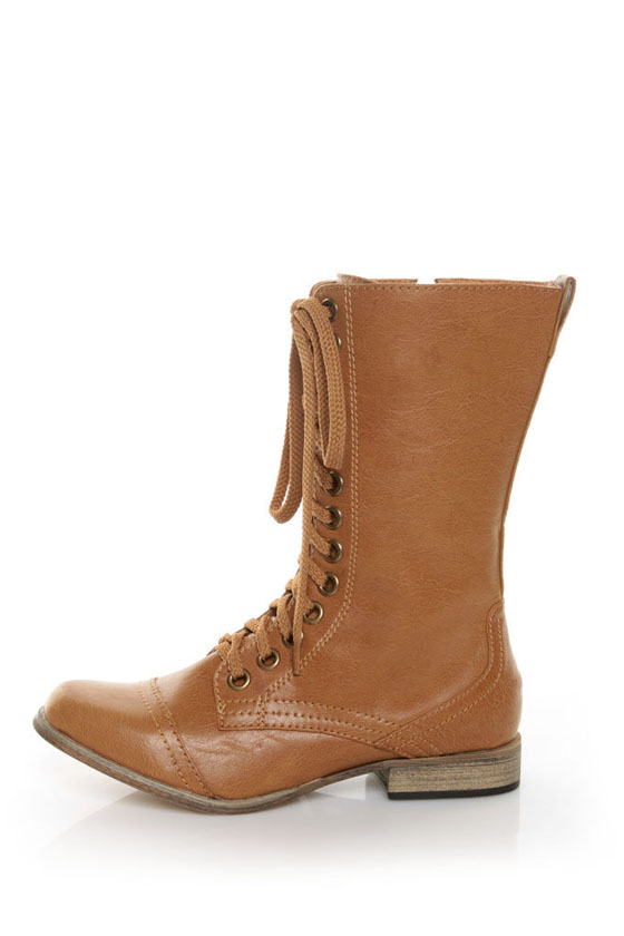 Mixx Cody 12 Tan Mid Calf Lace-Up Boots