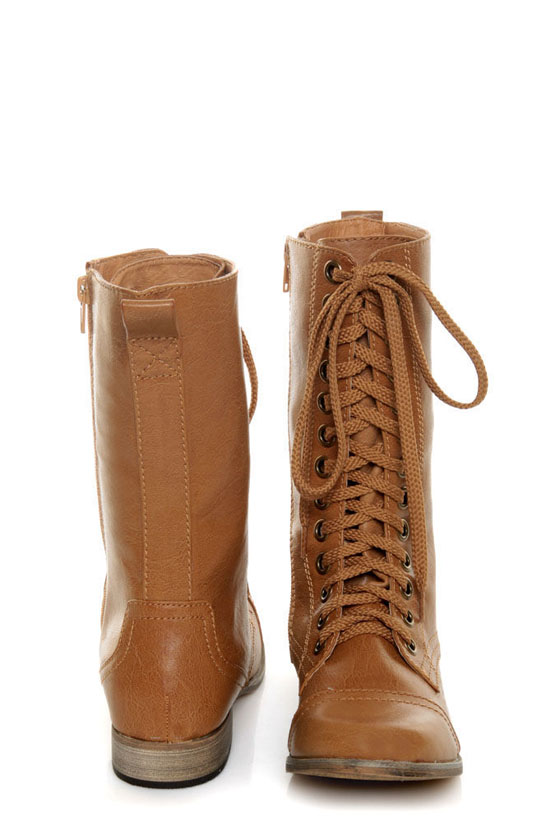 Mixx Cody 12 Tan Mid Calf Lace-Up Boots