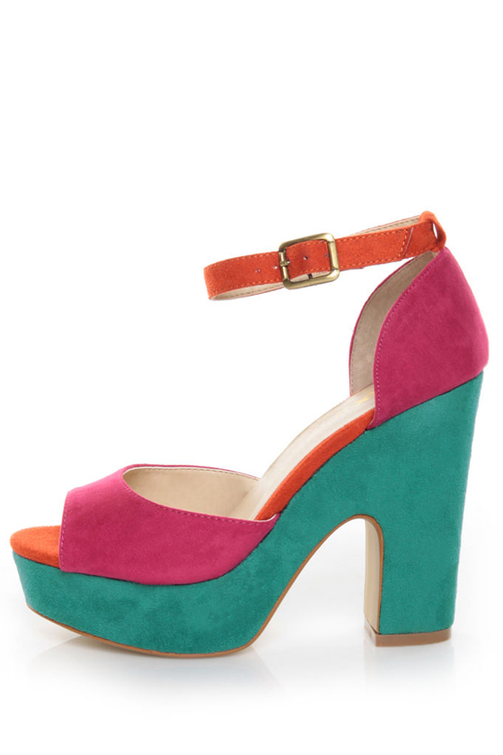 color block platform heels