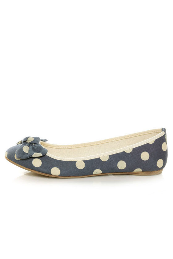 Mixx Penny 10 Blue Polka Dot Bow Ballet Flats