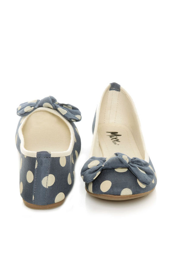 Mixx Penny 10 Blue Polka Dot Bow Ballet Flats