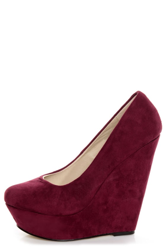 burgundy wedges