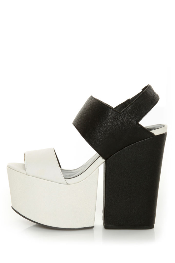 Amazee Black and White Platform Wedge-Meets-Heels
