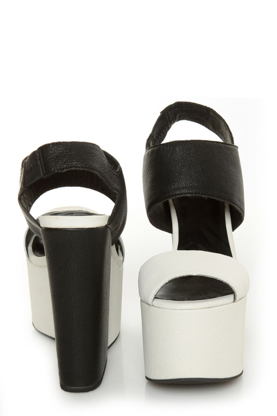 Amazee Black and White Platform Wedge-Meets-Heels