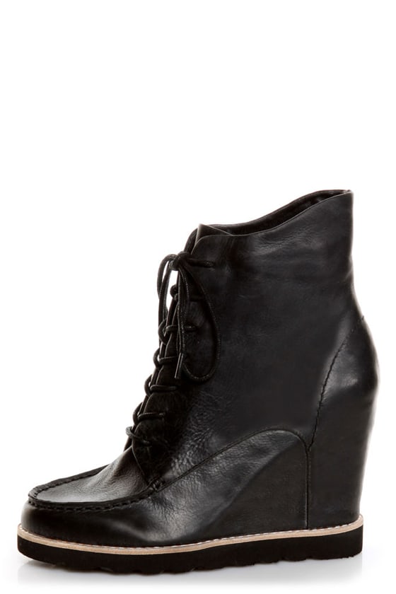 black lace up wedge sneakers