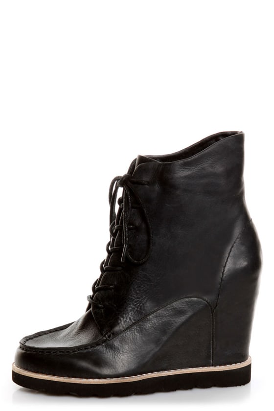 black leather wedge sneaker