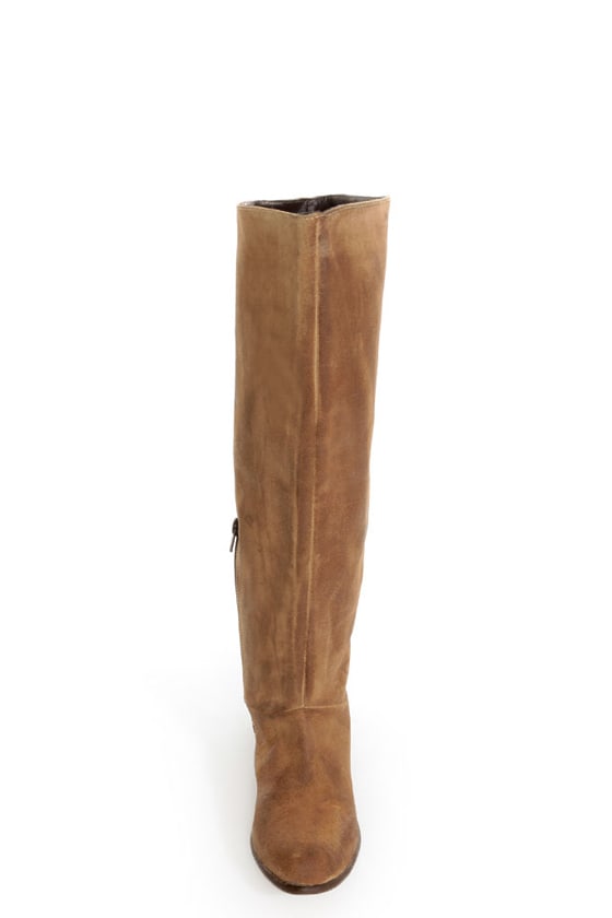 Naughty Monkey Bullet Beige Leather Laced Back Riding Boots - $104.00