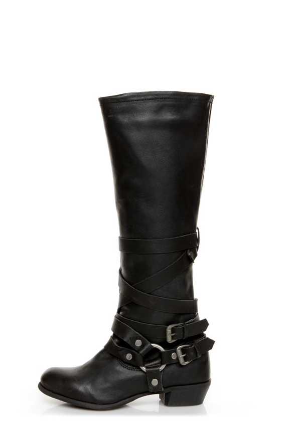 Naughty Monkey Desperado Black Belted Motorcycle Boots