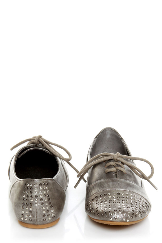 Not Rated Hot Stepper Pewter Studded Cap-Toe Oxfords