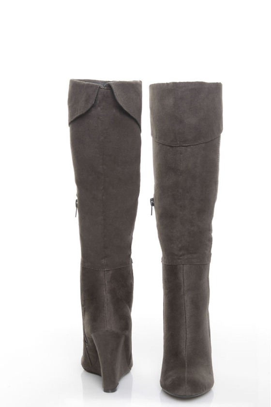 Paprika Fano Dark Grey OTK or Cuffed Wedge Boots