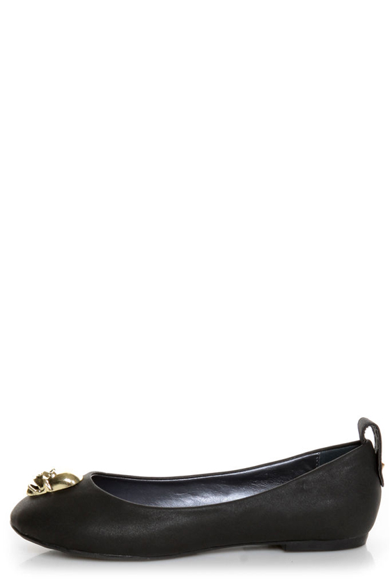 Promise Barbosa Black Skull Charm Ballet Flats