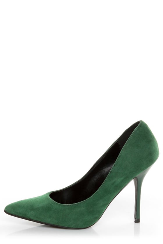Promise Crescent Hunter Green Suede Pointed Pumps - $29.00 - Lulus