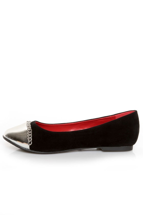 black cap toe ballet flats
