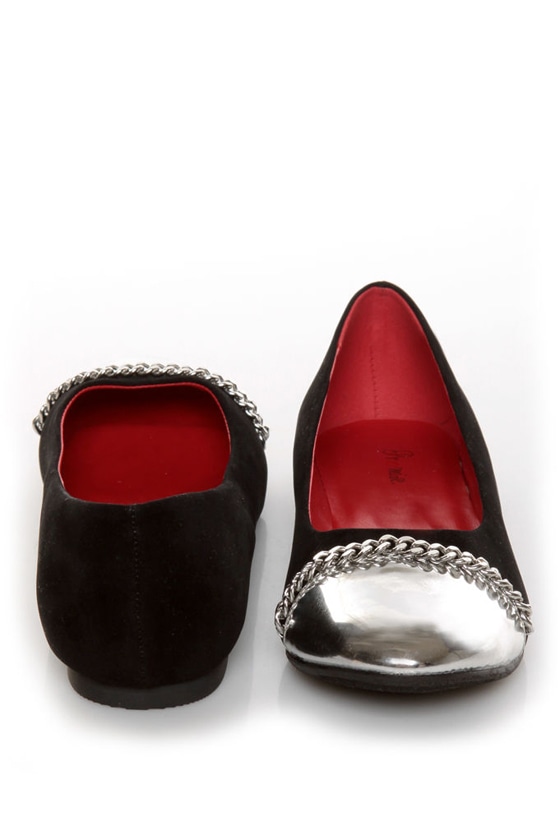 black cap toe ballet flats